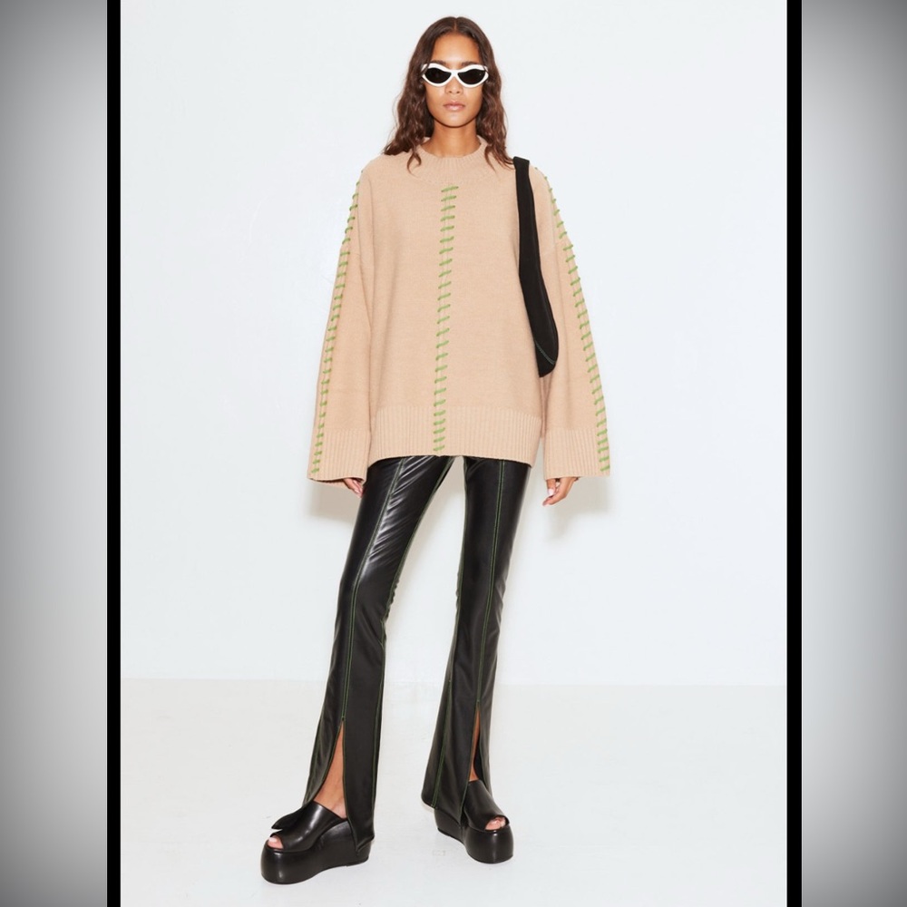 SIMONMILLER Leith Oversized Lace-Up Sweater in Milkyway